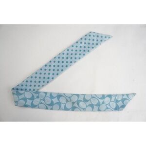 Coach Skinny Scarf Womens OS Light Blue Signature Monogram Polka Dot Fair